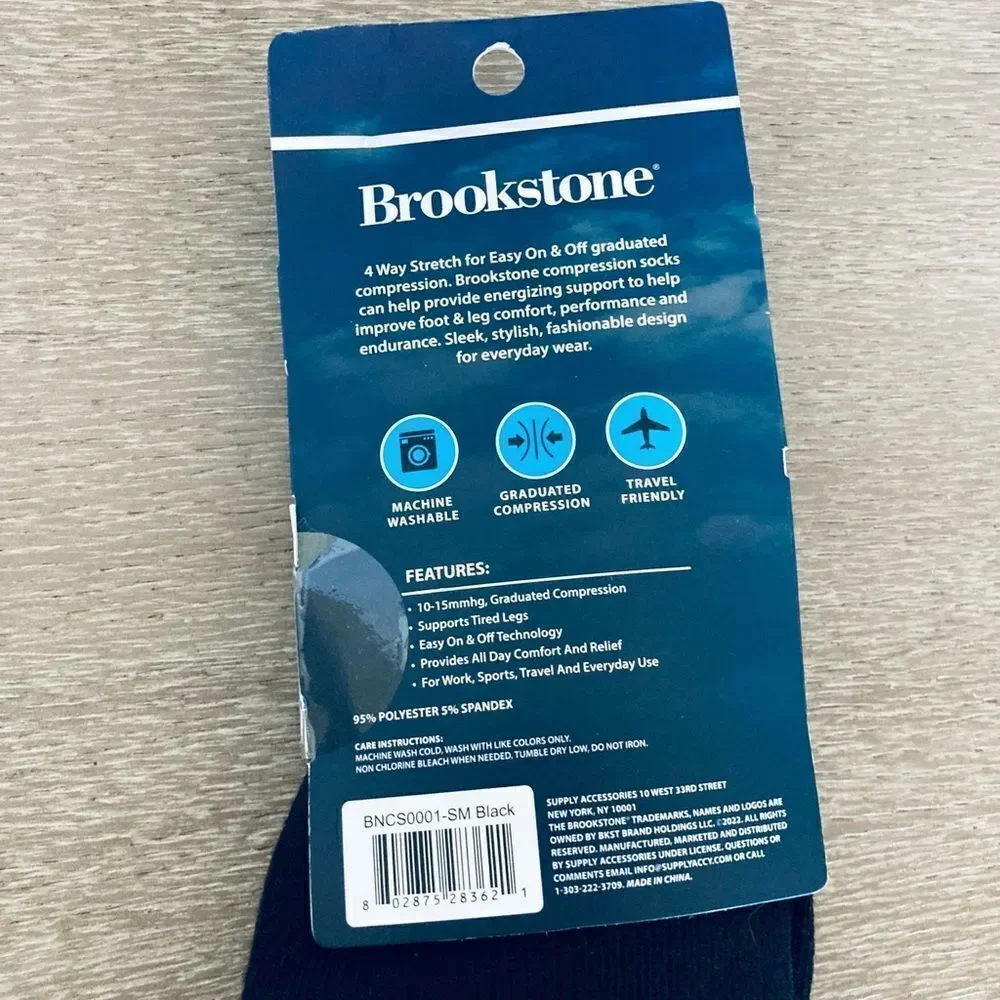 Brookstone 2-Pair Black Compression Socks S/M